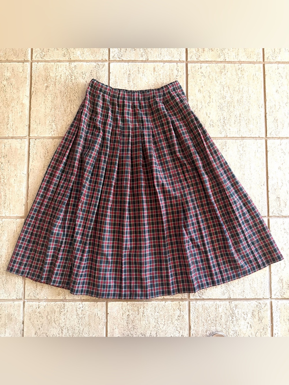 Vintage 90s Marisa Christina Pleated Plaid Maxi Skirt XL Cottagecore Grunge Fall